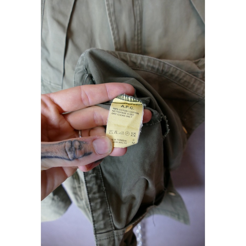 APC Paris Military Hooded Fishtail‎ Parka Jacket Olive Green Cotton Blend Size S - Picture 8 of 11